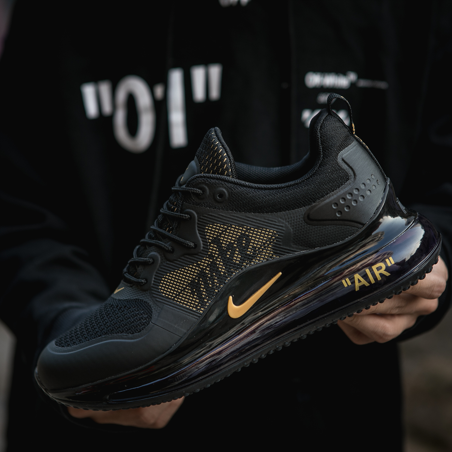2020 Men Nike Air Max 720 Black Yellow Shoes
